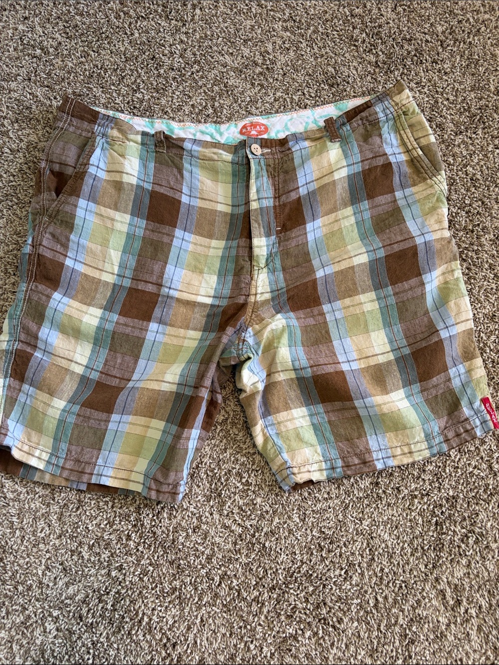Tommy Bahama Multi-Color Plaid Relax Shorts with Orange Trim